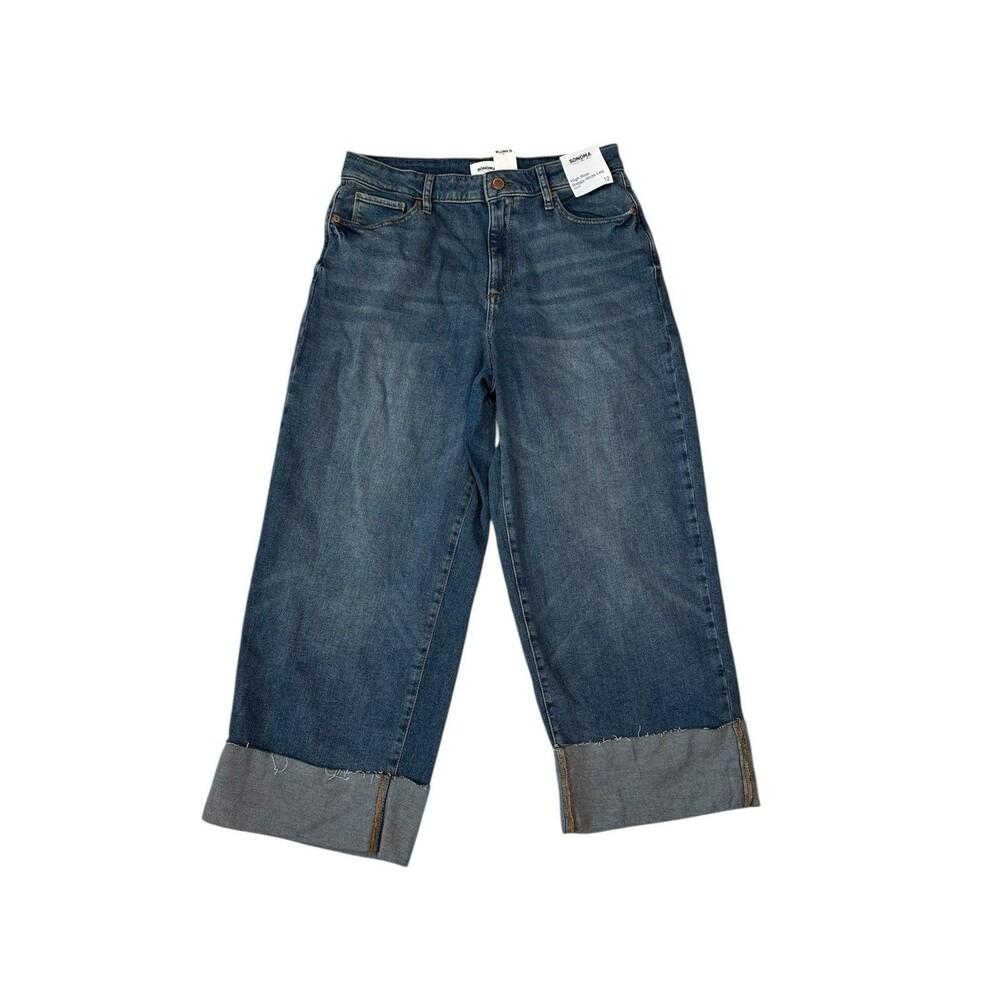 Sonoma  Jeans, Women's Size 12, Denim, High Rise Baggy Wide Leg, rolled hem, NWT
